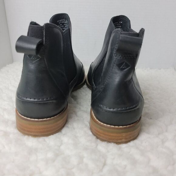 Sperry Fairpoint Leather Chelsea Boot Size 11 Black Leather Brogue Ankle Shoes G - Picture 4 of 9